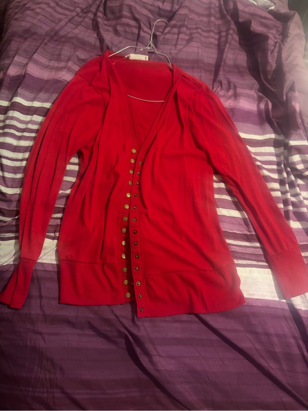 Zenana Outfitters Red Snap-Front Cardigan
